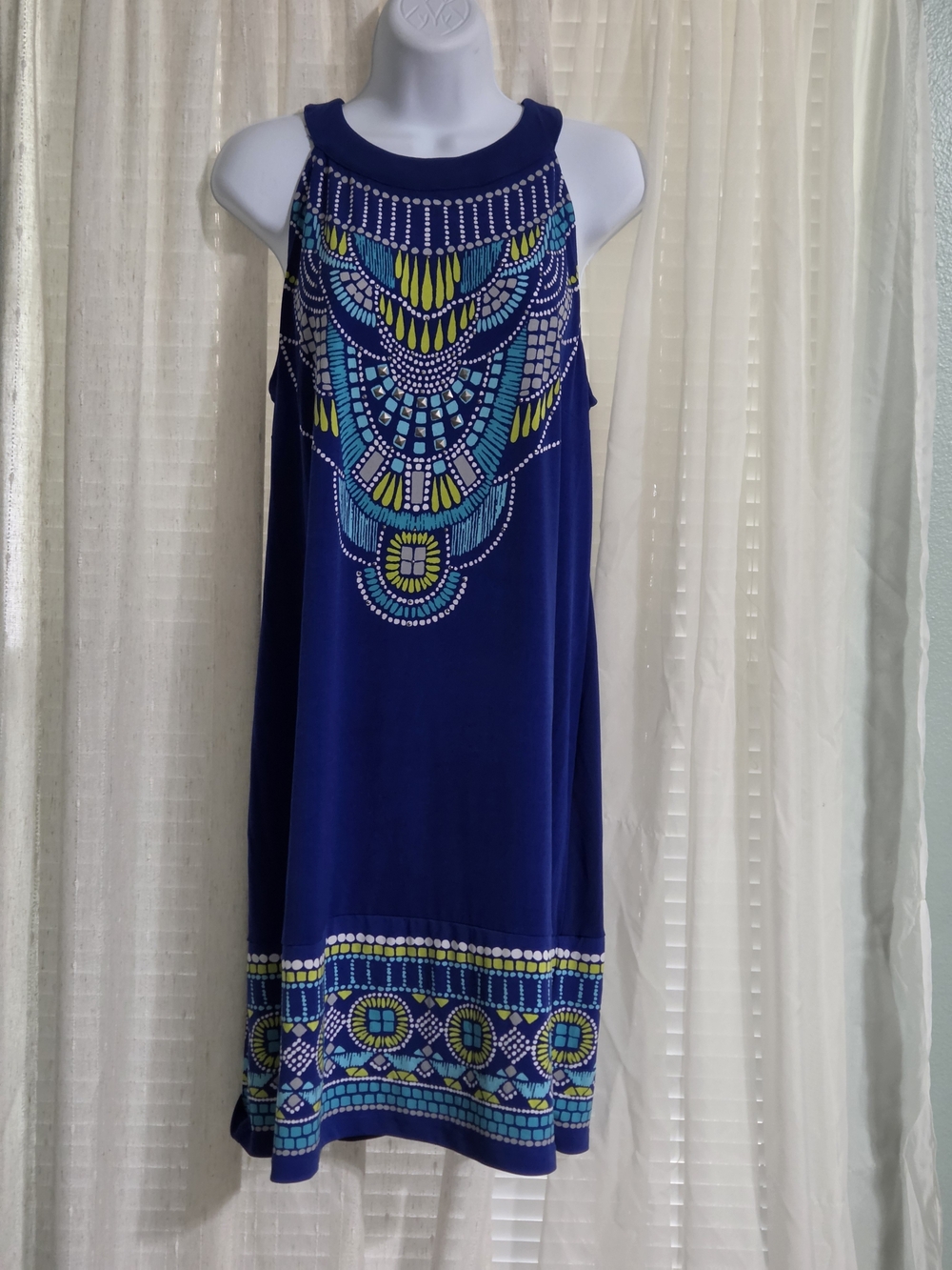 Apt. 9 Royal Blue Beaded-Pattern Halter Sundress